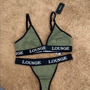 Lounge Underwear green bra and thong set
